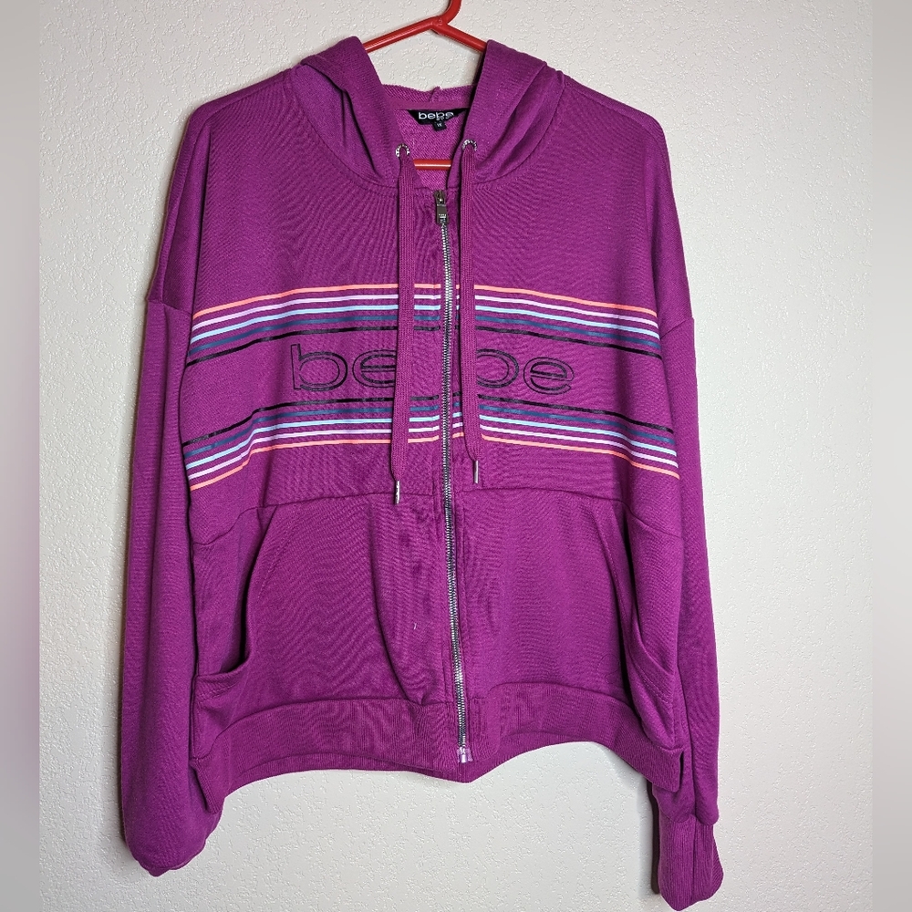 BEBE Zip Up Pink Hoodie Size 1XL